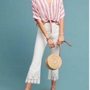 White Pilcro High-Rise Cropped Flare Jean